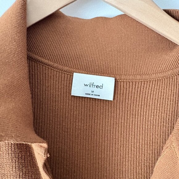 Aritzia Wilfred Cove Long Sleeve Knit Ribbed Dress Brown Size Medium - Picture 4 of 6